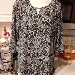 A womens Ellen Weaver stretch pullover 3/4 sleeve plus size top 1X